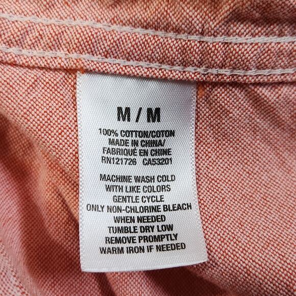 Aeropostale Mens Coral Button Down Shirt Size Med Long Sleeve Pocket Casual - Picture 8 of 9